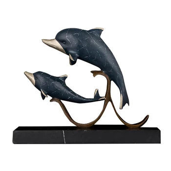ArtsHom DW-106B Gyvūnų Statula Bronzos Delfinų Motinos Ir Kūdikio Skulptūra Jūros Gyvūnų Figūrėlės Meno Ornamentas vidaus Apdaila