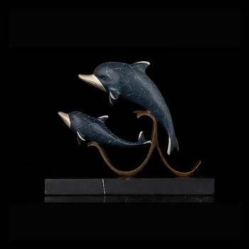 ArtsHom DW-106B Gyvūnų Statula Bronzos Delfinų Motinos Ir Kūdikio Skulptūra Jūros Gyvūnų Figūrėlės Meno Ornamentas vidaus Apdaila