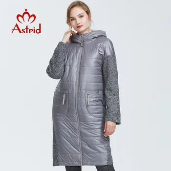Astrid 2019 m. Rudenį naujų atvykimo moterų švarkas mid-ilgis stiliaus parko su gaubtu, šiltas plonos medvilnės striukė moters drabužius AM-1983