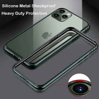 Atsparus smūgiams Metalo Case For iPhone 12 11 Pro Max Coque X XR XS MAX SE 2020 6 7 8 Plius Aliuminio Bamperis Silikono Padengti Prabanga Atveju
