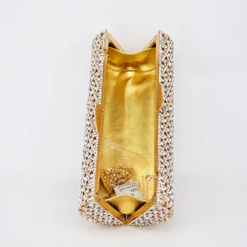 Aukso cilindro formos Deimantų Kristalų Prabanga Sankabos prom rankinėje Sidabru blizgančių diamante pokylių maišelį Nuotaka Vestuves maišelį SC484