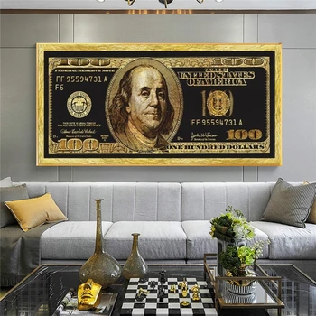 Aukso Doleris Įkvepiantį Drobė Menas, Plakatų Ir grafikos Sidabro Pinigų, Drobė Paveikslų Ant Sienos paveiksl Už Kambarį