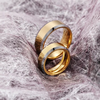 Aukso Spalvos Mėgėjai Žiedas Kokybės Volframo Karbido Vestuvės Vestuvinis Žiedas skirta Moterims ir Vyrams, Pora Aljanso Žiedas