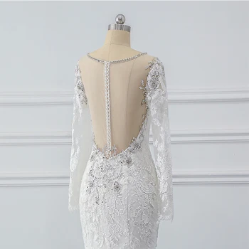 Aukštos kokybės Undinė vestuvių suknelė ilgai prabangių vestido de noiva duobute kristalų chalatas de soiree minkštas nėriniai patogi Suknelė 2020 m.