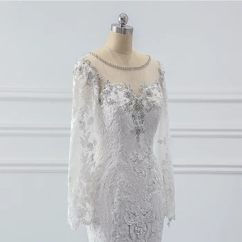 Aukštos kokybės Undinė vestuvių suknelė ilgai prabangių vestido de noiva duobute kristalų chalatas de soiree minkštas nėriniai patogi Suknelė 2020 m.