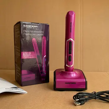 Auto Sukasi Keramikos Hair Curler belaidis USB įkrovimo plaukų ištiesinimo priemonės mini electric curl tiesiai dvejopo naudojimo su įkroviklio