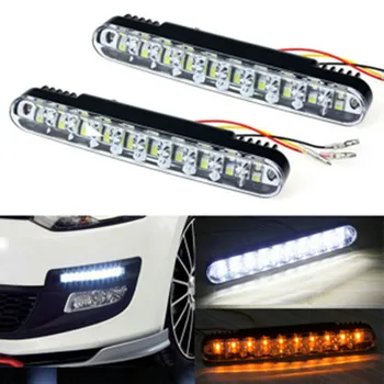 Automobilio Stilius 2x 30 LED Automobilių Šviesos važiavimui Dieną DRL Dienos šviesos Lempos su Įjunkite atbulinės eigos žibintai Įjungti Rūko Šviesos diodų (Led Priedai
