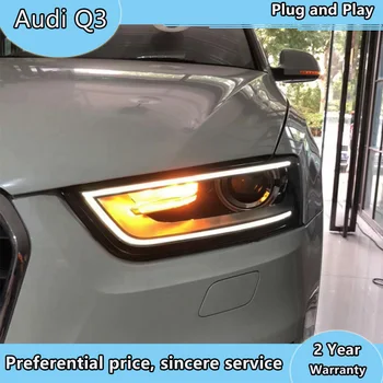 Automobilio Stilius Audi Q3 Žibintai 2013-2016 M. Q3 LED Žibintai DRL Dvigubo Objektyvo Šviesos H7 HID Xenon bi-xenon 