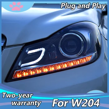 Automobilio Stilius Galvos Lempa W204 LED Žibintai 2011-C260 C300 priekinis žibintas LED DRL Hid bi-xenon objektyvas dinamiškas posūkio signalo
