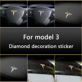 Automobilio Stilius įklija, Tesla Model 3 vairas priekiniai galiniai Kamieno logotipas Logotipas Ženklelis diamond apdailos lipdukai priedai