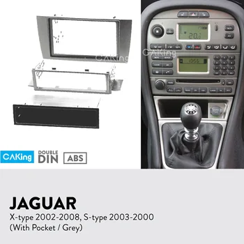 Automobilių Fasciją Radijo Pulto JAGUAR X-type 2002-2008 m, S-type 2003-2008 m. (Pilka), Brūkšnys Rinkinys Facia Plokštė Adapterio Dangtelis Bezel Konsolės