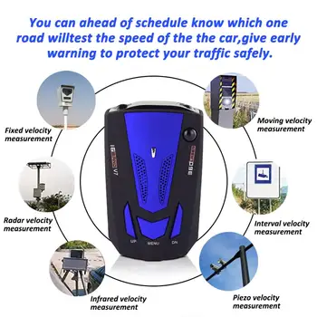 Automobilių Radaro Detektorius Auto 360 Laipsnių Transporto priemonės Greitis Balso Įspėjimo Signalas Įspėjimas, Miesto/Greitkelio Režimas Automobilio Greitis Signalizacijos Sistema, LED Ekranas