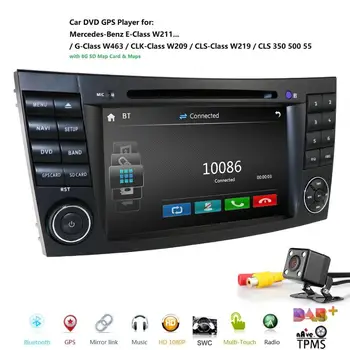 Automobilių radijo DVD Multimedijos HeadUnit Mercedes Benz E-Class W211 W463 W209 W219 USB GPS Stebėti SWC Nemokamai 8G Žemėlapis kortelės Galinio vaizdo Kamera