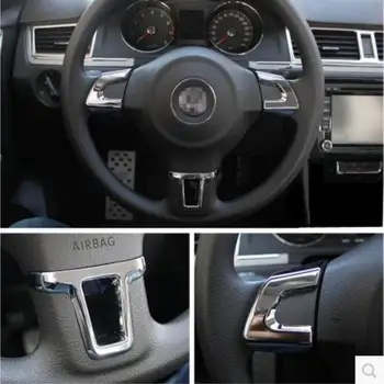 Automobilių stiliaus ABS Chrome Vairas Apdailos dangtelio lipdukas atveju, Volkswagen GOLF 6 MK6 POLO JETTA MK5 MK6 Bora