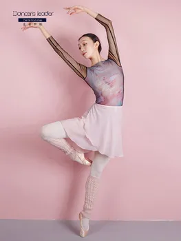 Baleto leotard temperamento moteris tiulio praktikos drabužių spalvų atitikimo ilgomis rankovėmis oro kūno kostiumas jogos pagrindinio profesinio mokymo kostiumas