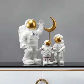 Balta Astronautas Pav Kosmonautas Figūrėlės Mėnulis Statula Kosmoso Vyras Skulptūra Namų Puošybai Miniatiūrų Stalo Ornamentas Vaikams