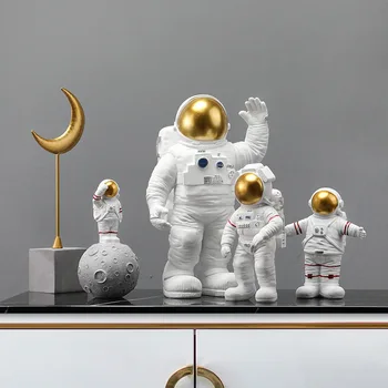Balta Astronautas Pav Kosmonautas Figūrėlės Mėnulis Statula Kosmoso Vyras Skulptūra Namų Puošybai Miniatiūrų Stalo Ornamentas Vaikams