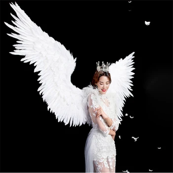 Baltas Angelas Plunksnų sparnus helovinas kostiumas fotografijos modelis t-etapas rodo, vestuvių sparno kostiumas prop šalies costplay apdaila