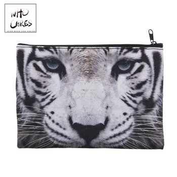 Baltasis tigras, 3D Spausdinimas Pieštuku krepšiai kosmetikos maišą Mados cosmetiquera makiažas maišelį trousse de maquillage neceser organizatorius