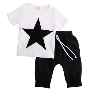 Bamblys Vaikams, Kūdikių Berniukų Drabužiai Star T-shirt Viršūnes Haremo Kelnes 2vnt Komplektus Drabužių Rinkinys 2-7Y