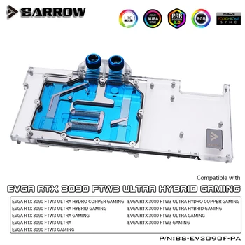 Barrow RTX 3090 3080 GPU Vandens Blokas EVGA 3090 FTW3, Pilnas draudimas 5v ARGB GPU Aušintuvo, BS-EV3090F-PA