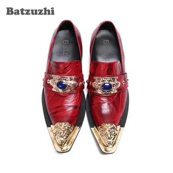 Batzuzhi Prabangos Italijos Tipo Bateliai Vyrams Natūralios Odos Suknelė Vyrų Batai Aukso Pažymėjo Tne Raudona Vyrai Vestuvių Batai Šalies Verslo, 12
