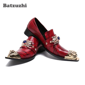 Batzuzhi Prabangos Italijos Tipo Bateliai Vyrams Natūralios Odos Suknelė Vyrų Batai Aukso Pažymėjo Tne Raudona Vyrai Vestuvių Batai Šalies Verslo, 12