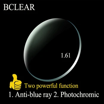 BCLEAR 1.61 Indeksas Asferiniai Anti-blue Ray Lęšiai Perėjimų Photochromic Lęšiai Vieno Objektyvo Matymo Chameleonas Pilka Ruda Trumparegystė