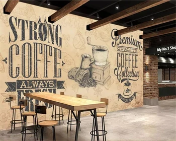Beibehang papel de parede 3d Custom foto tapetai derliaus piešimo lentos kavos raidžių foną už sienos 3 d
