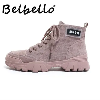 Belbello 2019 Naują Martin batai Mados mergaitė Mėgstamiausia Kietas, Patogūs batai Dydis 35-39 Žiemą šilta