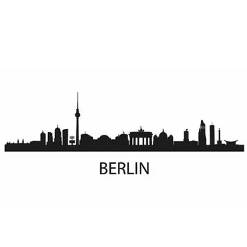BERLYNO Panorama Decal Siena Lipdukas Vinilo Lipdukai, Dekoras jam prilygintą išsilavinimą Meno Kambarį Namo Apdaila Orientyrą Horizontai Sienos Lipdukas