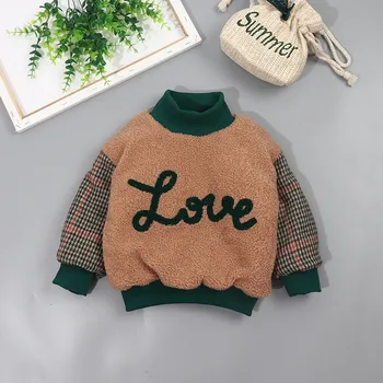 Berniukai megztinis rudenį, žiemą vaikai mados storio vekvet viršūnes drabužius baby girl vaikų šiltas sweatershirts bamblys 1 2 3 4 5Y