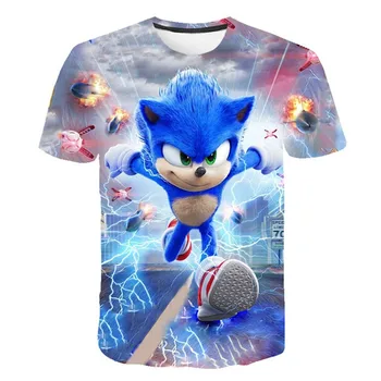 Berniukai Sonic the Hedgehog Spausdinti Drabužiai Mergaitėms 3D Juokinga, sonic, T-marškiniai, Kostiumas Vaikams 2020 metų vasaros Drabužiai Vaikams, Kūdikių Trišakiai Tshirts
