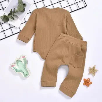 Berniuko drabužių Rudens Mezgimo baby girl drabužių rinkinys 2vnt ilgomis rankovėmis bodysuit+kelnės Atsitiktinis naujagimių mergaičių drabužių 6m-24m kūdikių