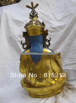 Bi00403 19 Tibeto budizmo grynas bronza, varis, paauksuota budos statula padmasambhava