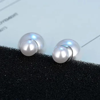 BIJOX ISTORIJA 925 sterlingas sidabro auskarai su dvigubo gėlavandenių perlų korėjos stiliaus stud auskarai moterų vestuves puotą