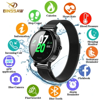 BINSSAW 2020 NAUJAS Smart Apyrankę Juosta Su Širdies ritmo Monitorius EKG, Kraujo Spaudimas IP68 Fitness Tracker Wrisatband Smart Watch+BOX
