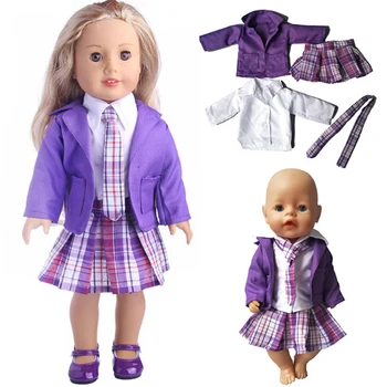 Biuro Kailis Suknelė Tiktų Nustatyti 43cm baby lėlės 18 colių mergina lėlės Mokyklos Kostiumas mergaitei dovana