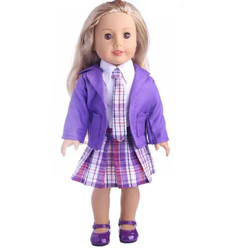 Biuro Kailis Suknelė Tiktų Nustatyti 43cm baby lėlės 18 colių mergina lėlės Mokyklos Kostiumas mergaitei dovana