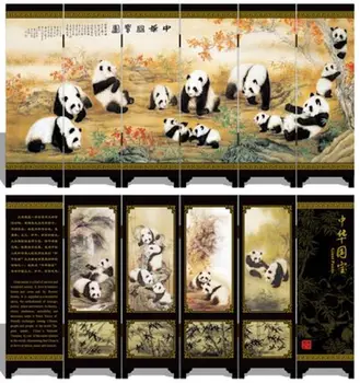 Biuro Stalas, MINI Širmos 6 Įstojo Plokštės Dekoratyvinis Dažymas Medienos Byobu Panda Kinijos Nacionalinis Lobis