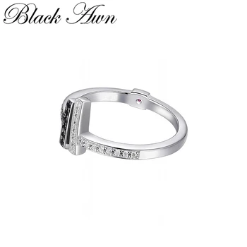 [BLACK PELAS] 925 Sterlingas Sidabro Atidaryti Žiedai Moterims, Elegantiškas Vestuvių Žiedas Sterlingas Sidabro Papuošalai G101