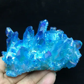 Blue halo kvarco kristalo vug titano bismuto silicio klasterius vaivorykštė
