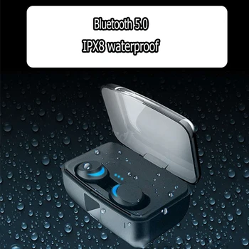 Bluetooth 5.0 Mini TWS Ausinių Tūra, Belaidės Ausinės Bevielės IPX8 Vandeniui Dvynių Stereo Ausines 3000mAh Baterija Dėžutę