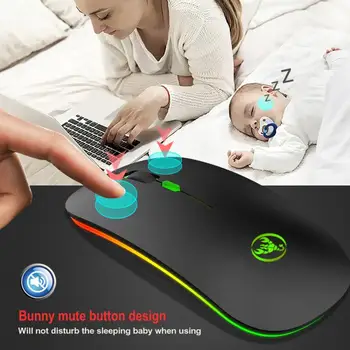 Bluetooth5.1 LED Apšvietimu Įkrovimo Silent Wireless Mouse USB Pelė Optinė Ergonomiška Žaidimų Pelė Desktop PC Nešiojamas Pelės