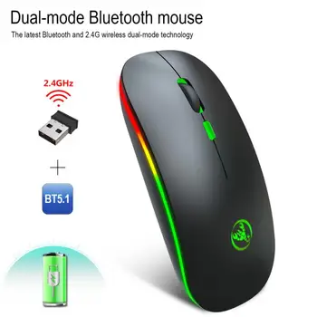 Bluetooth5.1 LED Apšvietimu Įkrovimo Silent Wireless Mouse USB Pelė Optinė Ergonomiška Žaidimų Pelė Desktop PC Nešiojamas Pelės