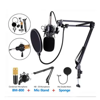 Bm 800 Kondensatoriaus Mikrofonas Karaoke Mic Pc Studio Mikrofonas Braodcasting Dainavimo Įrašymo Karaoke Rinkinys Su V8 Garso Plokštė