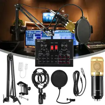 Bm 800 Kondensatoriaus Mikrofonas Karaoke Mic Pc Studio Mikrofonas Braodcasting Dainavimo Įrašymo Karaoke Rinkinys Su V8 Garso Plokštė
