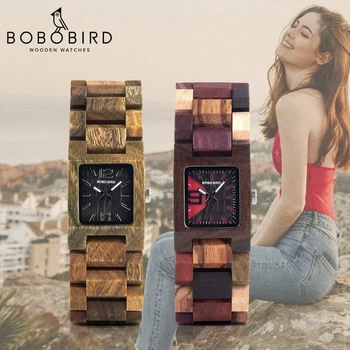 BOBO PAUKŠČIŲ 25mm Mažas Moterų Laikrodžiai, Mediniai Kvarco Riešo Žiūrėti Laikrodžiai Geriausiai Draugei, Dovanos Relogio Feminino medienos Dėžutę