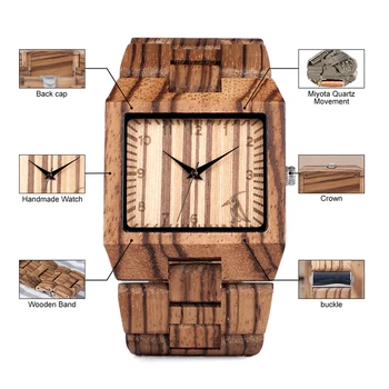 BOBO PAUKŠČIŲ Laikrodžiai Mens Medienos Laikrodžiai relogio masculin Medinėje Dovanų Dėžutėje, C-L24 Lašas Laivybos