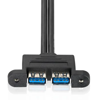 Bochara 20Pin pagrindinėje Plokštėje Dual USB 3.0 Female Kabelio su Varžtu Panel Mount Folija+Pintas Ekranuoti 50cm